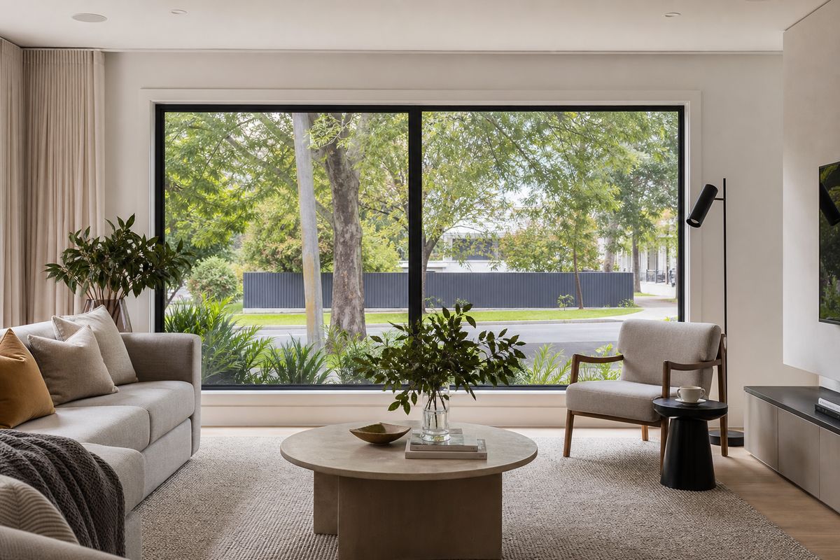 Peaceful Melbourne living room with noise-reducing double glazed windows